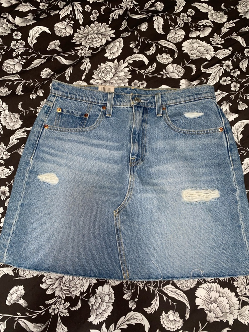 Levi's Light Blue Distressed Denim Mini Skirt